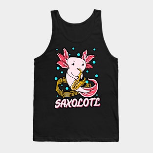 Saxolotl Sax Playing Axolotl Pun Walking Fish Tank Top